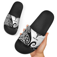 Personalised New Zealand Nurse Slide Sandals Maori Koru Black Version LT05 - Polynesian Pride