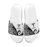 Personalised New Zealand Nurse Slide Sandals Maori Koru Black Version LT05 Black - Polynesian Pride