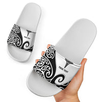 Personalised New Zealand Nurse Slide Sandals Maori Koru Black Version LT05 - Polynesian Pride