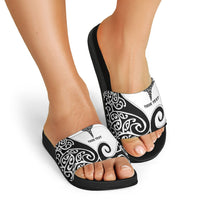 Personalised New Zealand Nurse Slide Sandals Maori Koru Black Version LT05 - Polynesian Pride