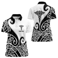 Personalised New Zealand Nurse Women Polo Shirt Maori Koru Black Version LT05 - Polynesian Pride
