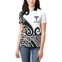 Personalised New Zealand Nurse Women Polo Shirt Maori Koru Black Version LT05 - Polynesian Pride