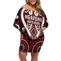 Custom Aotearoa Ngapuhi Family Matching Off Shoulder Short Dress and Hawaiian Shirt Maori Tribal Pattern