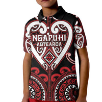 Custom Aotearoa Ngapuhi Kid Polo Shirt Maori Tribal Pattern