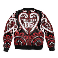 Custom Aotearoa Ngapuhi Sleeve Zip Bomber Jacket Maori Tribal Pattern