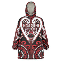 Custom Aotearoa Ngapuhi Wearable Blanket Hoodie Maori Tribal Pattern