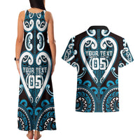 Custom Aotearoa Ngati Porou Couples Matching Tank Maxi Dress and Hawaiian Shirt Maori Tribal Pattern