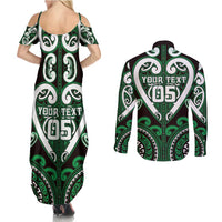 Custom Aotearoa Ngai Tahu Couples Matching Summer Maxi Dress and Long Sleeve Button Shirt Maori Tribal Pattern