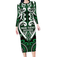 Custom Aotearoa Ngai Tahu Long Sleeve Bodycon Dress Maori Tribal Pattern
