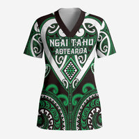 Custom Aotearoa Ngai Tahu Scrub Top Maori Tribal Pattern LT05 Adult Green - Polynesian Pride