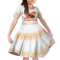 Hawaiian Volcano Lava Flow Family Matching Short Sleeve Bodycon Dress and Hawaiian Shirt With Hawaiian Tapa Pattern