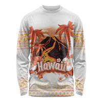 Hawaiian Volcano Lava Flow Long Sleeve Shirt With Hawaiian Tapa Pattern