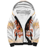 Hawaiian Volcano Lava Flow Sherpa Hoodie With Hawaiian Tapa Pattern