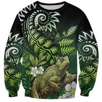 Aotearoa New Zealand Tuatara Sweatshirt Maori Koru Art LT05 Unisex Green - Polynesian Pride