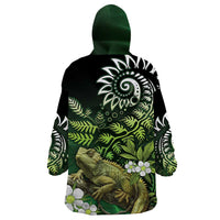 Aotearoa New Zealand Tuatara Wearable Blanket Hoodie Maori Koru Art