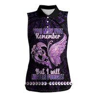Personalised Alzheimer's Awareness Women Sleeveless Polo Shirt You May Not Remember But I Will Never Forget