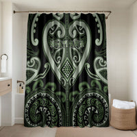 Aotearoa Ngati Awa Bathroom Set Maori Tribal Pattern LT05 Shower Curtain Only Green - Polynesian Pride