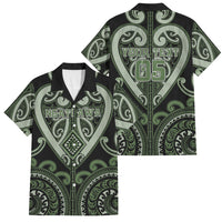 Custom Aotearoa Ngati Awa Family Matching Off Shoulder Maxi Dress and Hawaiian Shirt Maori Tribal Pattern LT05 Dad's Shirt - Short Sleeve Green - Polynesian Pride