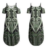 Custom Aotearoa Ngati Awa Family Matching Summer Maxi Dress and Hawaiian Shirt Maori Tribal Pattern LT05 Mom's Dress Green - Polynesian Pride