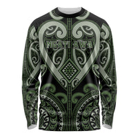 Custom Aotearoa Ngati Awa Long Sleeve Shirt Maori Tribal Pattern LT05 Unisex Green - Polynesian Pride