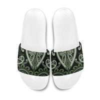 Aotearoa Ngati Awa Slide Sandals Maori Tribal Pattern LT05 Green - Polynesian Pride