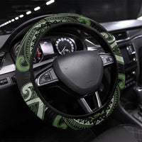 Aotearoa Ngati Awa Steering Wheel Cover Maori Tribal Pattern LT05 Universal Fit Green - Polynesian Pride