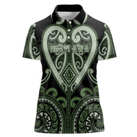 Custom Aotearoa Ngati Awa Women Polo Shirt Maori Tribal Pattern LT05 Female Green - Polynesian Pride