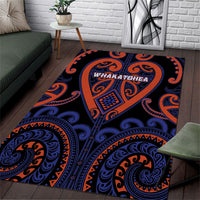 Aotearoa Whakatohea Area Rug Maori Tribal Pattern LT05 Navy - Polynesian Pride