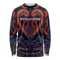 Custom Aotearoa Whakatohea Long Sleeve Shirt Maori Tribal Pattern LT05 Unisex Navy - Polynesian Pride