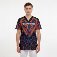 Custom Aotearoa Whakatohea Scrub Top Maori Tribal Pattern LT05 - Polynesian Pride