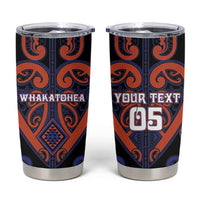 Custom Aotearoa Whakatohea Tumbler Cup Maori Tribal Pattern LT05 Navy - Polynesian Pride