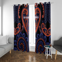 Aotearoa Whakatohea Window Curtain Maori Tribal Pattern LT05 With Grommets Navy - Polynesian Pride