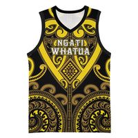 Custom Aotearoa Ngati Whatua Basketball Jersey Maori Tribal Pattern LT05 Unisex Yellow - Polynesian Pride