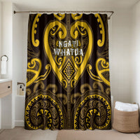 Aotearoa Ngati Whatua Bathroom Set Maori Tribal Pattern LT05 Shower Curtain Only Yellow - Polynesian Pride