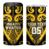 Custom Aotearoa Ngati Whatua 4 in 1 Can Cooler Tumbler Maori Tribal Pattern LT05 One Size: 16 oz Yellow - Polynesian Pride