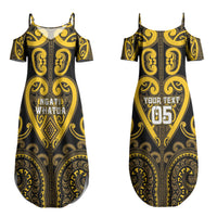 Custom Aotearoa Ngati Whatua Couples Matching Summer Maxi Dress and Long Sleeve Button Shirt Maori Tribal Pattern LT05 - Polynesian Pride