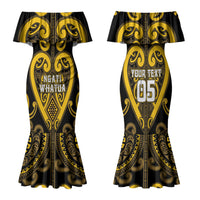 Custom Aotearoa Ngati Whatua Family Matching Mermaid Dress and Hawaiian Shirt Maori Tribal Pattern LT05 Mom's Dress Yellow - Polynesian Pride