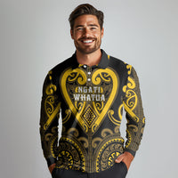 Custom Aotearoa Ngati Whatua Long Sleeve Polo Shirt Maori Tribal Pattern LT05 - Polynesian Pride