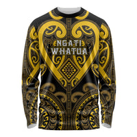 Custom Aotearoa Ngati Whatua Long Sleeve Shirt Maori Tribal Pattern LT05 Unisex Yellow - Polynesian Pride