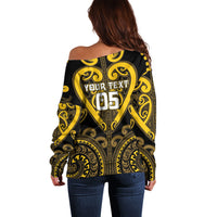 Custom Aotearoa Ngati Whatua Off Shoulder Sweater Maori Tribal Pattern LT05 - Polynesian Pride