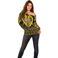 Custom Aotearoa Ngati Whatua Off Shoulder Sweater Maori Tribal Pattern LT05 - Polynesian Pride