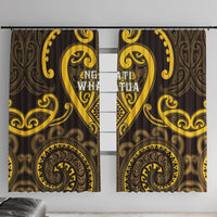 Aotearoa Ngati Whatua Window Curtain Maori Tribal Pattern LT05 With Hooks Yellow - Polynesian Pride