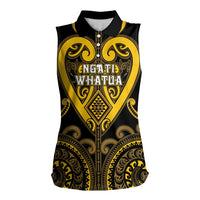 Custom Aotearoa Ngati Whatua Women Sleeveless Polo Shirt Maori Tribal Pattern LT05 Female Yellow - Polynesian Pride