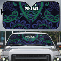 Aotearoa Ngati Pikiao Auto Sun Shade Maori Tribal Pattern LT05 Green - Polynesian Pride
