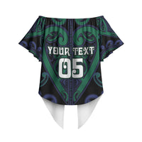 Custom Aotearoa Ngati Pikiao Off Shoulder Wrap Waist Top Maori Tribal Pattern LT05 - Polynesian Pride