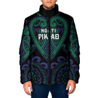 Custom Aotearoa Ngati Pikiao Padded Jacket Maori Tribal Pattern LT05 Men Green - Polynesian Pride