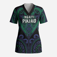 Custom Aotearoa Ngati Pikiao Scrub Top Maori Tribal Pattern LT05 Adult Green - Polynesian Pride