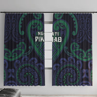 Aotearoa Ngati Pikiao Window Curtain Maori Tribal Pattern LT05 With Hooks Green - Polynesian Pride