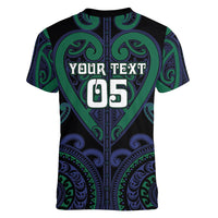 Custom Aotearoa Ngati Pikiao Women V-Neck T-Shirt Maori Tribal Pattern LT05 - Polynesian Pride