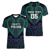 Custom Aotearoa Ngati Pikiao Women V-Neck T-Shirt Maori Tribal Pattern LT05 - Polynesian Pride